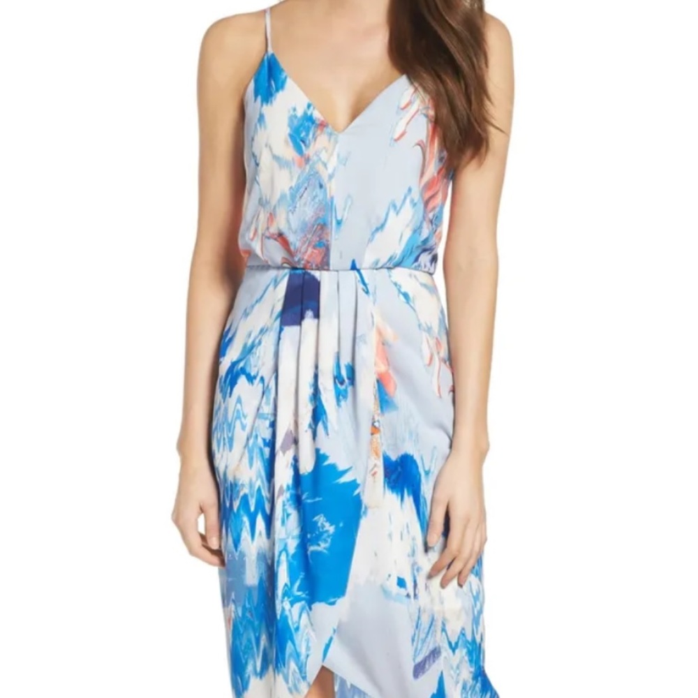 Chelsea28 Watercolor Faux Wrap Sleeveless Dress- Size 10